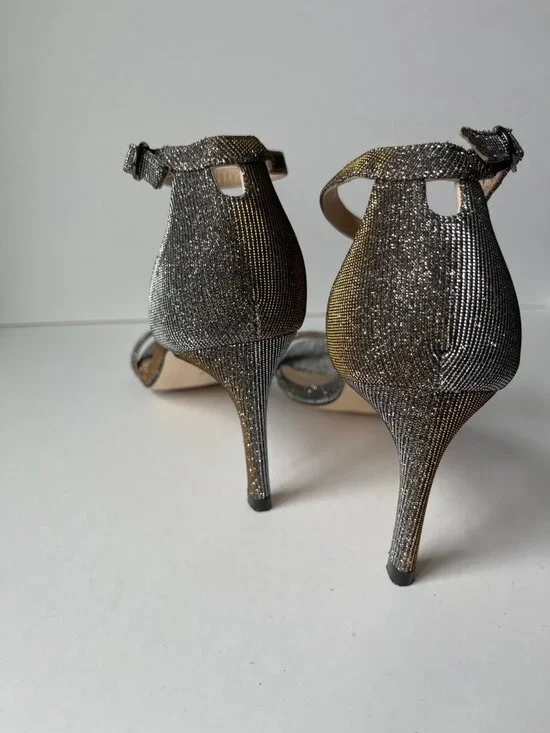 Stuart Weitzman NuNakedStraight Pyrite Metallic Sandal Stiletto Heel - Picture 5 of 8